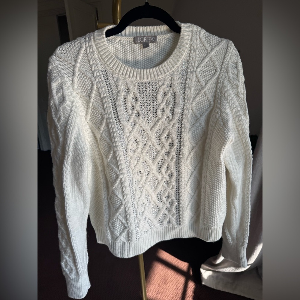 J. Crew holiday crystal cotton sweater excellent condition! Medium